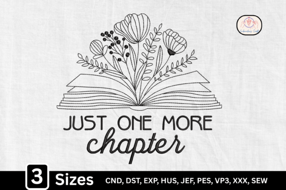 Floral Book Just One More Chapter Embroidery Design Review