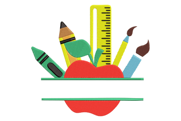 School Supplies Split Monogram: A Seasonal Embroidery Gem