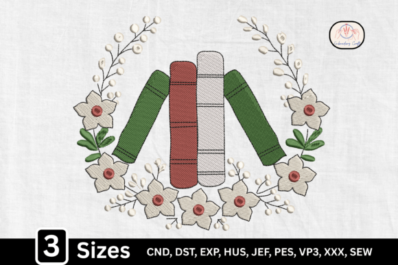 Vintage Books Floral Wreath: A Seasonal Embroidery Gem